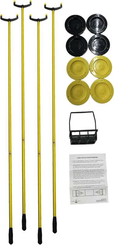 Allen Premium Shuffleboard Set — ment Discs, 75\" Fiberglass Cues, Disc Carrier & Official Rules
