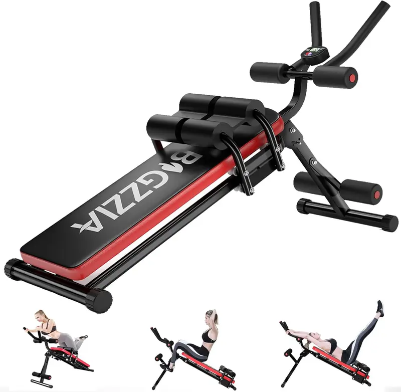 5-in-1 Adjustable Ab Trainer Bench — Core & Abdomen Workout Machine for Sit-ups, Push-ups, Leg Press, Glider, Roman Chair; Foldable, 330 lb Capacity