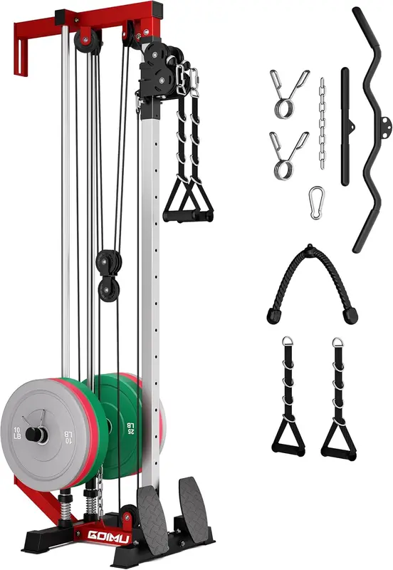 WM1 Wall-Mounted Cable Station — High & Low Cable Crossover, 17-Position Pulley with Removable Footplate for Home or Garage