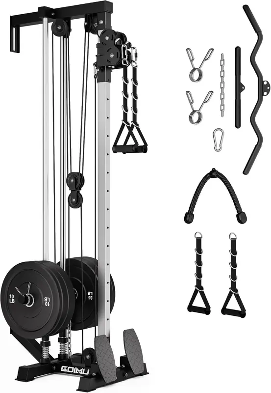 WM1 Wall-Mounted Cable Station – 17-Position Dual-Pulley Crossover with Removable Footplate for Home & Garage m