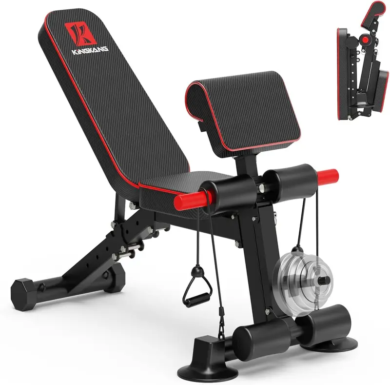 Adjustable Foldable Weight Bench, Heavy-Duty Steel Frame, 1050lbs Capacity, 8-Position Backrest, Pre-Assembled & Compact