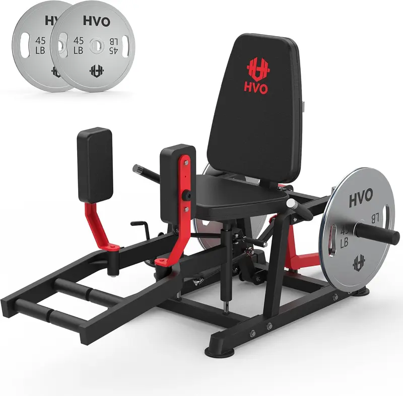 Olympic Hip Abductor & Adductor Machine — Home Strength Trainer for Inner/Outer Thighs, Includes Pair of 45 lb 2-Inch Barbell Plates