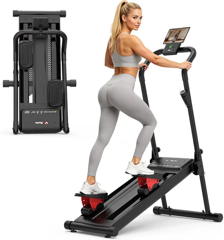 Magnetic Stair Stepper for Home — Vertical Climber with Up to 77LB Resistance, Foldable Cardio Climber, 19" Extended Stride, 350LB Capacity