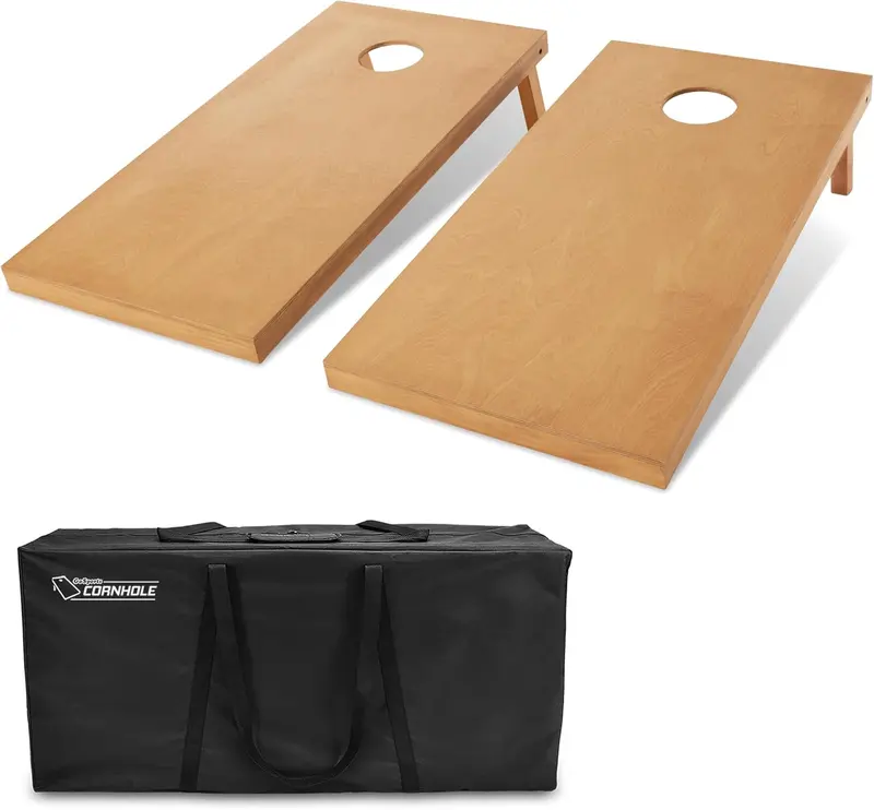 Regulation 4' x 2' Solid Wood Corle Boards Set – Light Brown Stained 'H', Carrying Case Included, Customizable Colors