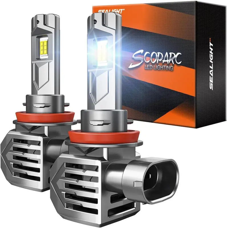 S7S H9/H8/H11 Fog Light Bulbs — 120,000LM Ultra-Bright 6500K Cool White, Plug-and-Play IP68 Waterproof, 3-Min Install, 10-Year Life, 2-Pack