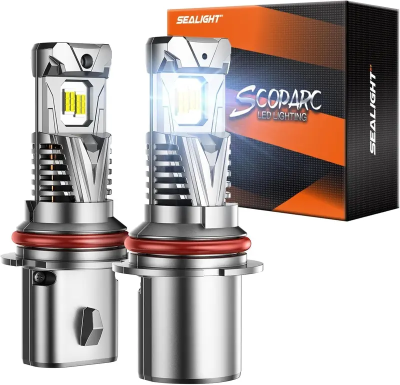 S7S Series 9004 (HB1) LED Bulb, 120000LM 900% Brighter, 25000RPM Cooling Fan, 6500K Hi/Low Beam, 10-Year Lifespan Pack of 2