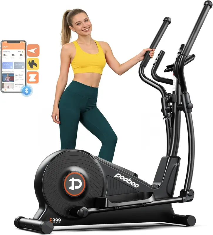 Home Elliptical Trainer with Quiet Magnetic Rear Drive, 16 Resistance Levels, 16 lb Flywheel, LCD Monitor, 15.5-17" Stride, 350 lb Capacity