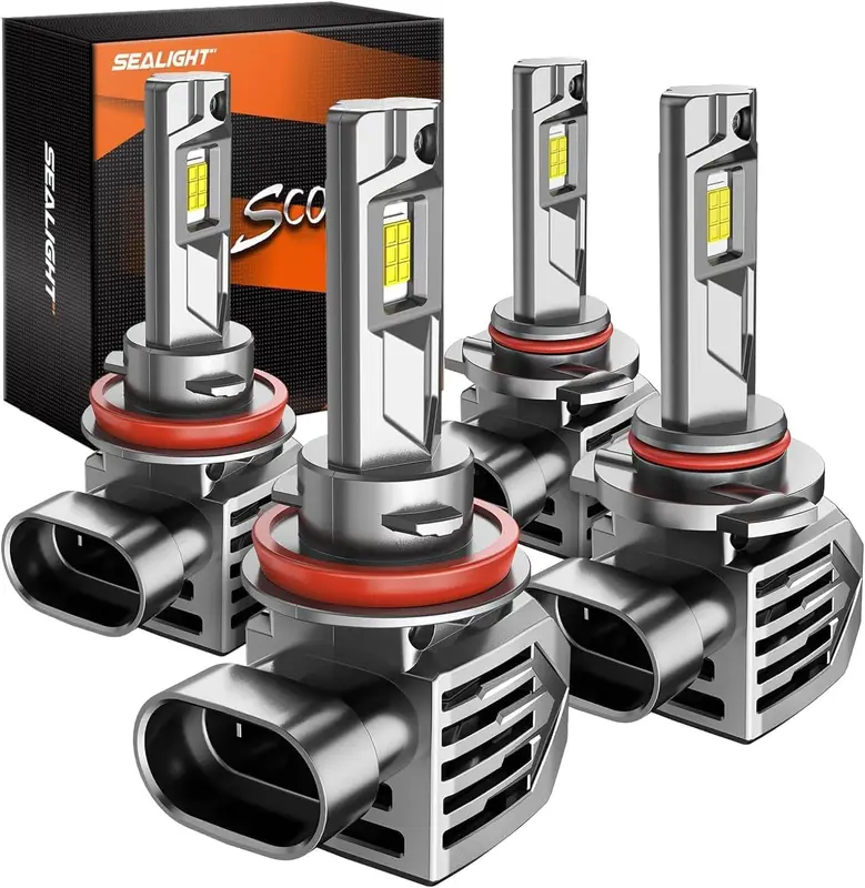 S7S H11/H8 9005/HB3 Fog Light Bulbs 4-Pack, 240000LM, 6500K White, Plug & Play, 10-Year Lifespan