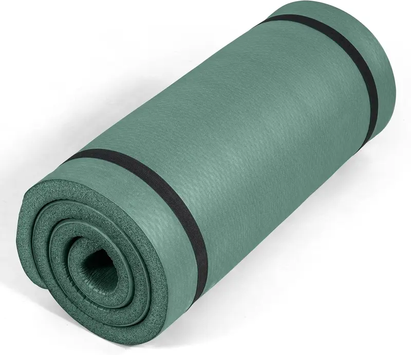 1" Thick Yoga & Pilates Mat — High-Density Non-Slip NBR Foam, 24 x 72, Extra-Cushioned Exercise Mat with Carry Strap, Multiple Options