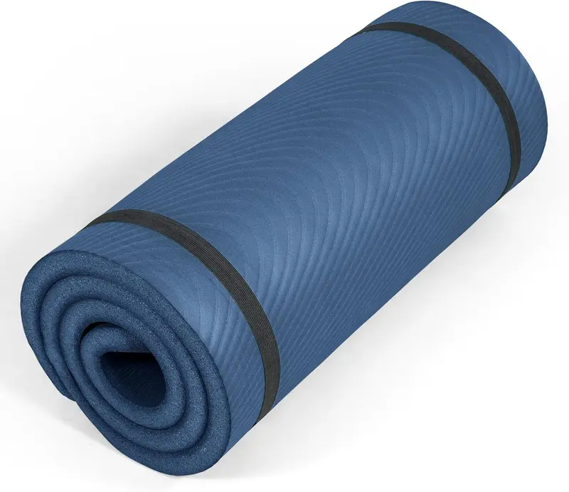1-Inch Extra-Thick Yoga & Pilates Mat — High-Density NBR, Non-Slip, 24x72 with Carry Strap | Multiple Options