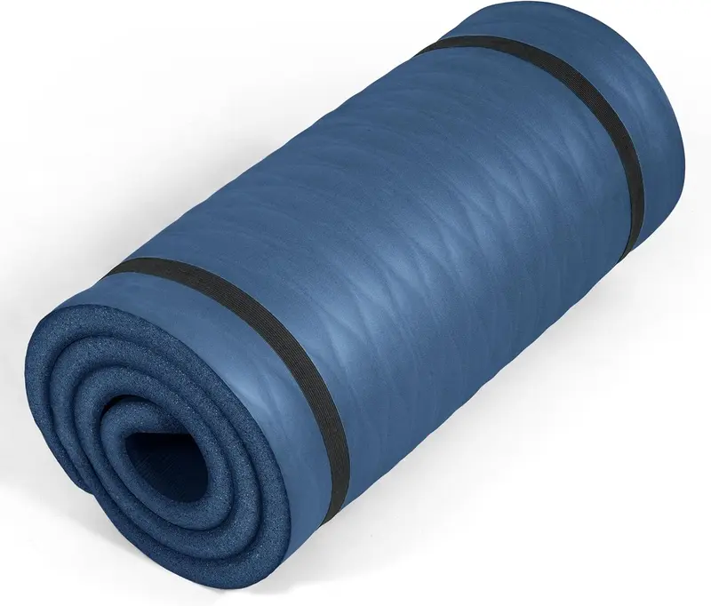 1-Inch Thick High-Density NBR Yoga & Pilates Mat, 24 x 72 — Non-Slip, Extra Cushioned Exercise Mat with Carry Strap