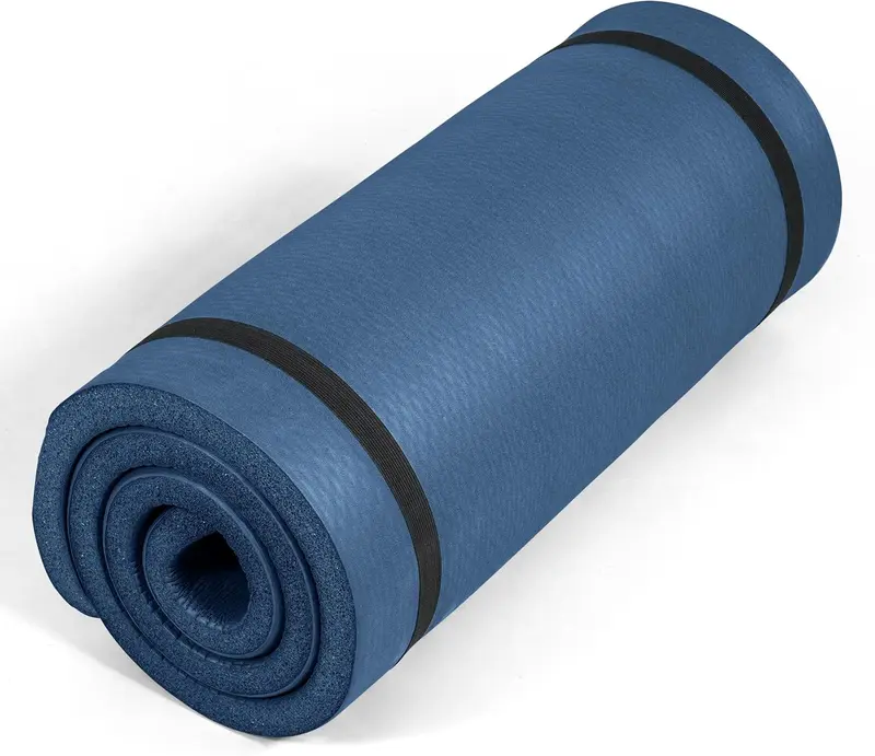 1-Inch Thick High-Density Yoga Mat, Non-Slip NBR Foam with Carry Strap for Yoga, Pilates & Home Workouts | Multiple Options