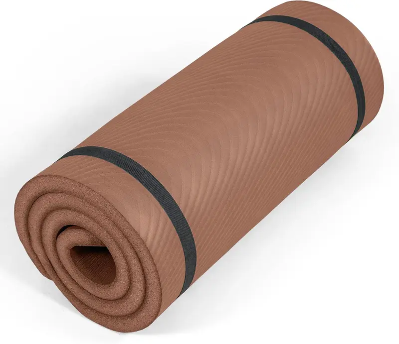1-Inch Thick Yoga & Pilates Mat | High-Density Non-Slip NBR Exercise Mat with Carrying Strap for Home, Studio & Travel | Multiple Options