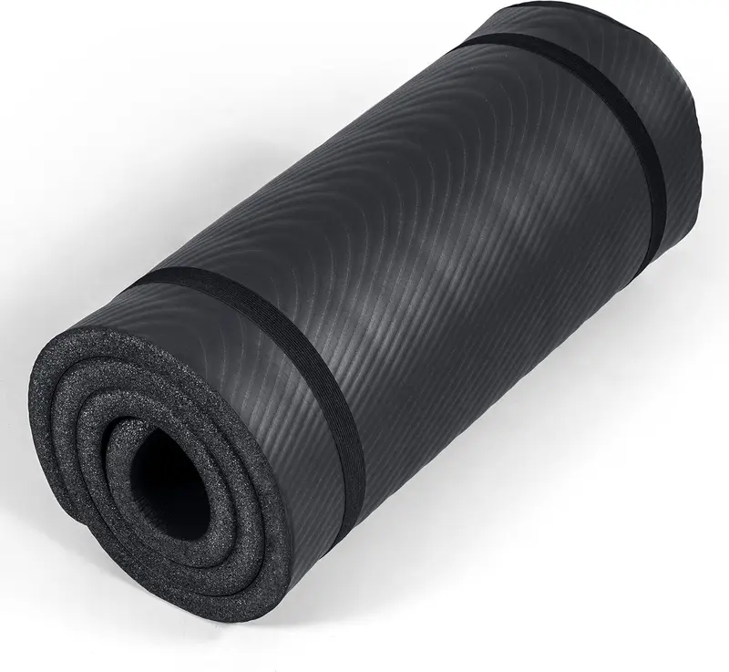 1-Inch Thick Yoga & Pilates Mat — High-Density 24" x 72" Non-Slip Exercise Mat with Carrying Strap