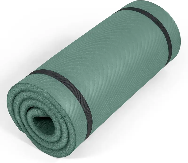 1-Inch Thick High-Density Non-Slip Yoga & Pilates Mat - 24 x 72 Extra Cushion with Carry Strap for Home Workouts
