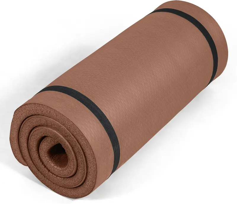 1-Inch Thick High-Density Yoga Mat - 24 x 72 in Non-Slip Exercise & Pilates Mat with Carrying Strap