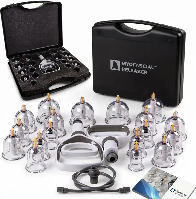 Cupping Therapy Set Massager — 18 Medical-Grade Cups, 2 Hand Pumps, Guide & Travel Case (Ventosas para masaje muscular)