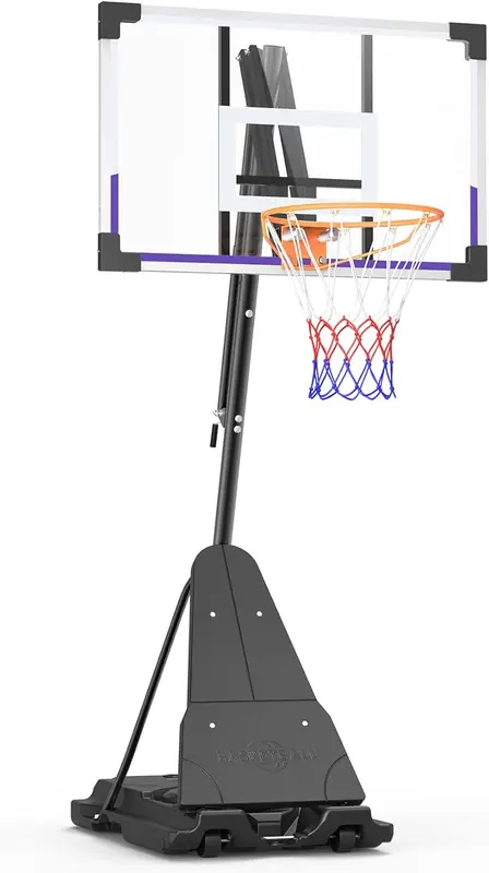 Portable Outdoor Basketball Hoop, 44/48" Backboard Option, Fast 5.25-10ft Adjustment, 10ft Goal with Wheels for Driveway/Backyard/Court