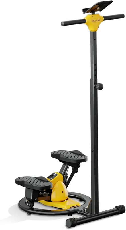 Twist Stepper with Adjustable Handlebar — High-Resistance Stair Stepper for Home Cardio, Step-and-Twist Motion, 300 lb Capacity, Quiet Compact Rocker with LCD Monitor