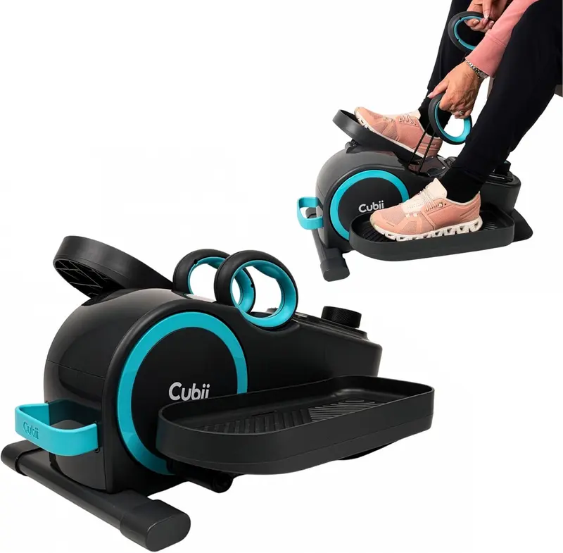 Total-Body Under-Desk Elliptical with Integrated Upper-Body Resistance Bands — Seated Exercise Machine for All Ages, 12 Resistance Levels, LCD Display