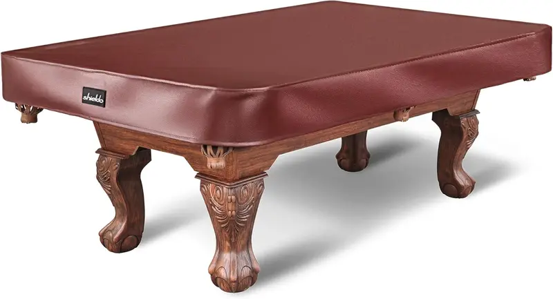 Heavy-Duty Leatherette Pool Table Cover - Waterproof, Tear-Resistant Billiard Protector, Brown, Fits 9 ft (112"L x 62"W x 8"H)