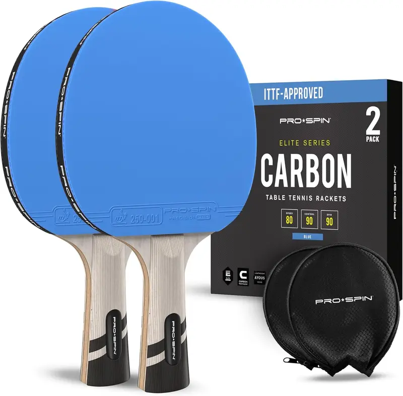 PRO-SPIN Carbon Table Tennis Paddles – ITTF-Certified Professional Rackets with 7-Ply Blade, Premium Rubber & 2.0mm Sponge