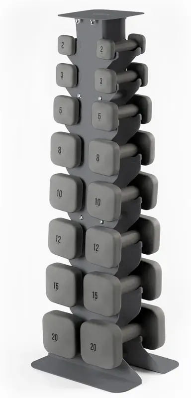 Wem SafeGrip Square Dumbbell Set — Textured Non-Slip Handles, No-Roll Design, Slate Rack (Pairs 2, 3, 5, 8, 10, 12, 15, 20 lb)