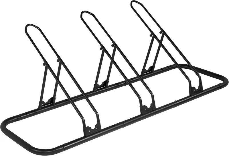 3-Bike Adjustable Floor Parking Rack — Indoor Garage Storage for Mountain, MTB & Road Bikes