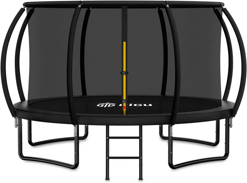 Recreational Trampolines 10/12/14/15/16FT with Safety Enclosure Net, Ladder & Anti-Rust Coating — ASTM-Compliant Outdoor Trampoline for Kids & Adults
