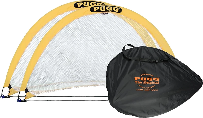 Pop-Up Soccer Goals — Portable Training Set with Knitted Poly Net, Original Pickup Game Pair with Carry Bag