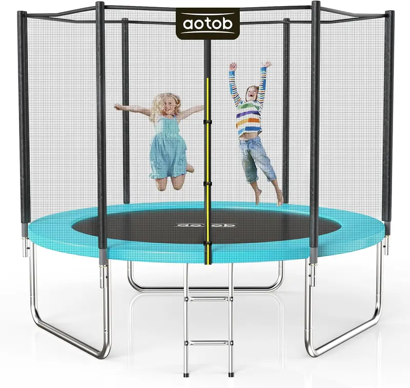 Kids Outdoor Trampoline with Safety Net, ASTM Compliant, 8–15 ft, 400 lb Capacity