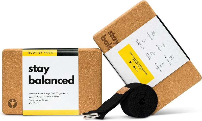 Cork Yoga Blocks 2-Pack — Premium High-Density Cork, Extra-Large 4" x 6" x 9", 4" Thick | Stable, Chip-Resistant, Durable, Comfort Edges + Optional Strap