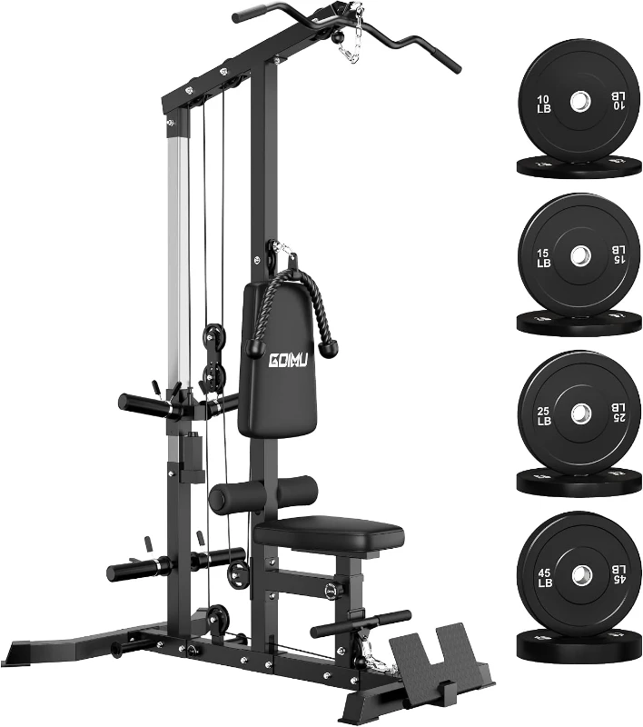 LS01 3-in-1 Lat Tower Pulldown & Row Machine with AB Crunch, Cable Attachments for Home m