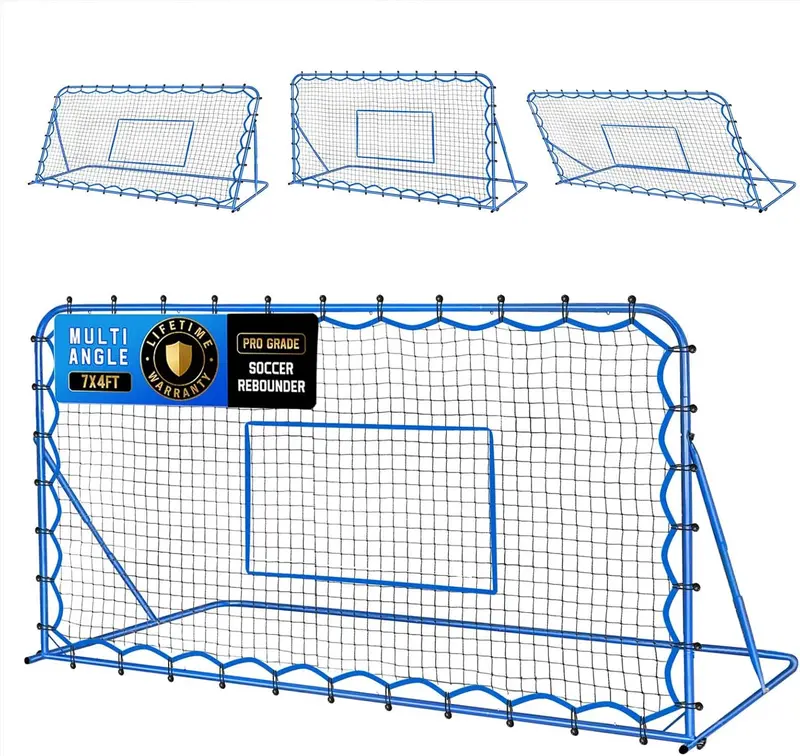 7x4 ft Multi-Sport Rebound Net – Quick-Adjust 60–120° Training Goal for Soccer, Baseball, Volleyball, Softball & Lacrosse with Fast Tool-Free Setup