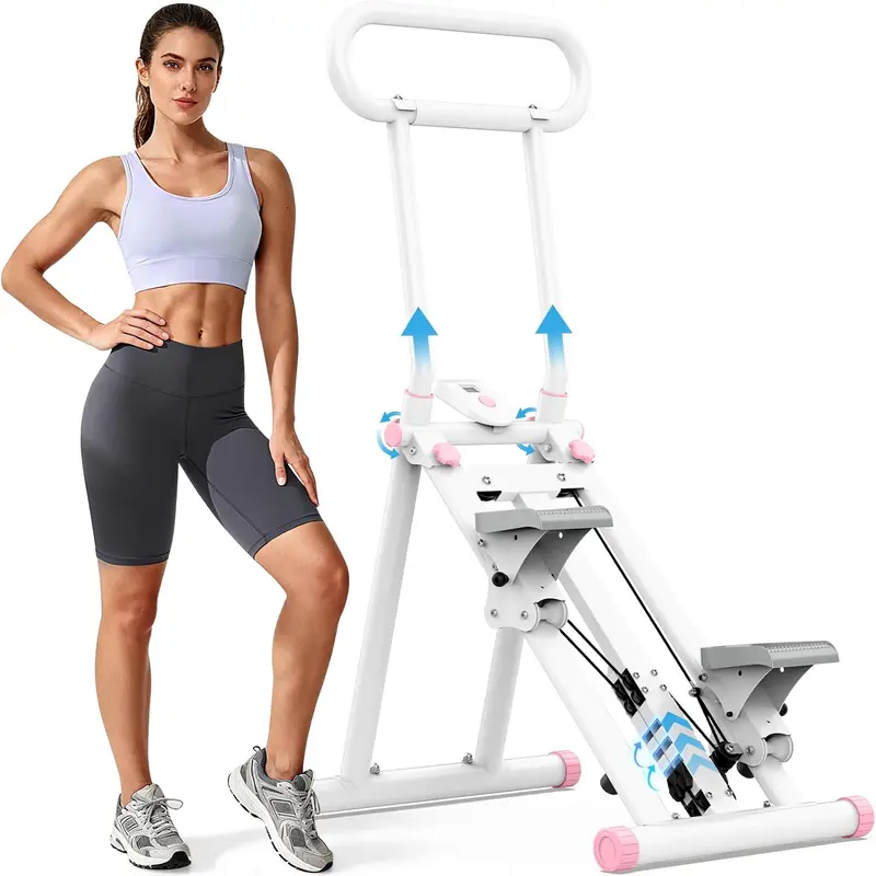 Stair Stepper — 6-Level Resistance, Adjustable Handlebar, Folding Stair Climber Workout Machine