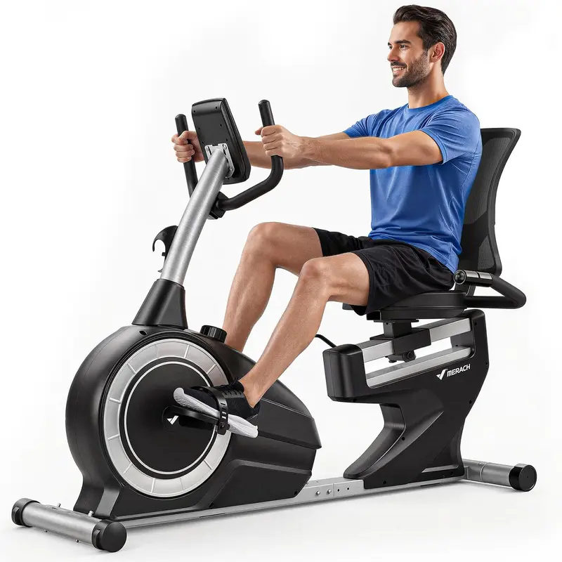 High-End Magnetic Recumbent Exercise Bike for Home & Light Commercial Use — Senior-Friendly Design for Adults, Bluetooth Smart App, LCD Console, Heart-Rate Handles