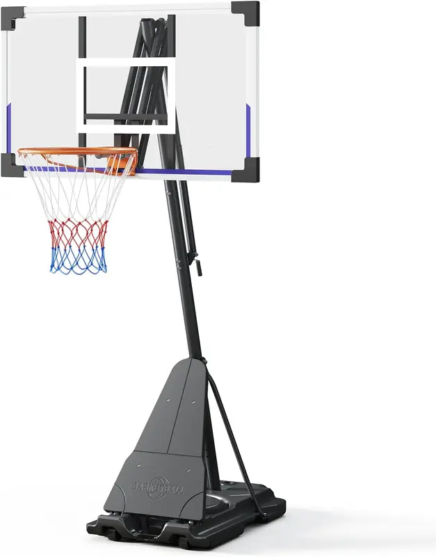 Portable 10FT Adjustable Basketball Hoop with 44/48/54in PC Backboard - Outdoor/Indoor for Kids, Teens & Adults
