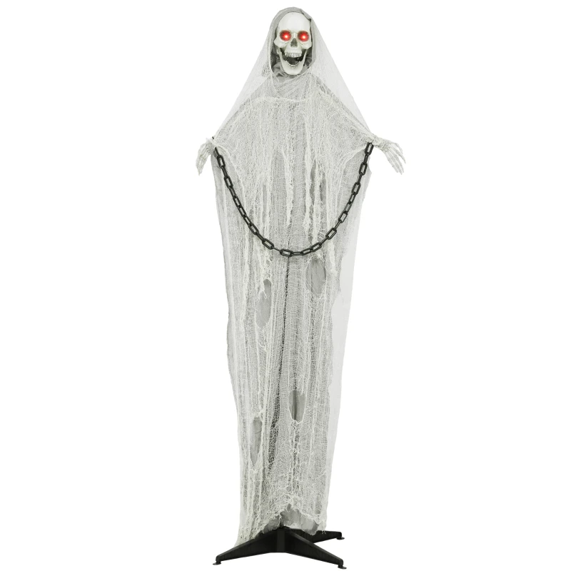Outsunny Halloween Grim Reaper Decoration Outdoor 183 cm Animated Talking Grim Reaper with Glowing Eyes, Spooky Sound - Halloween Decor for Door, Garden, Party, Yard, Haunted House