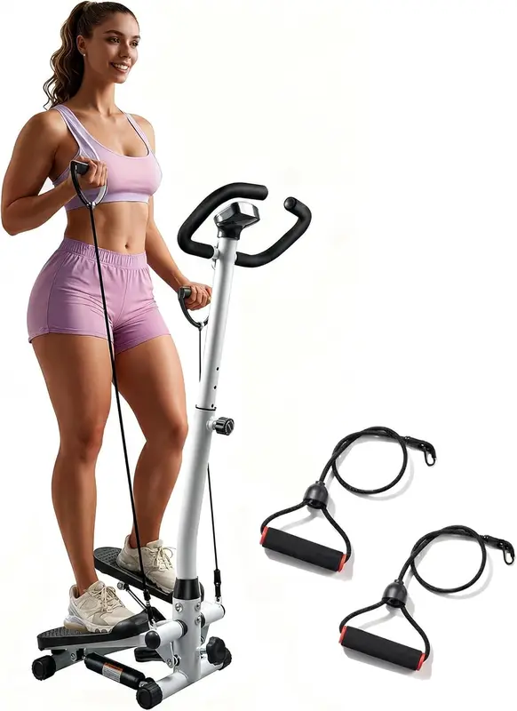 Twist Stepper with Handlebar — Compact Stair Step Machine for Cardio, Side-to-Side Twist Motion, 300 lb Max Capacity