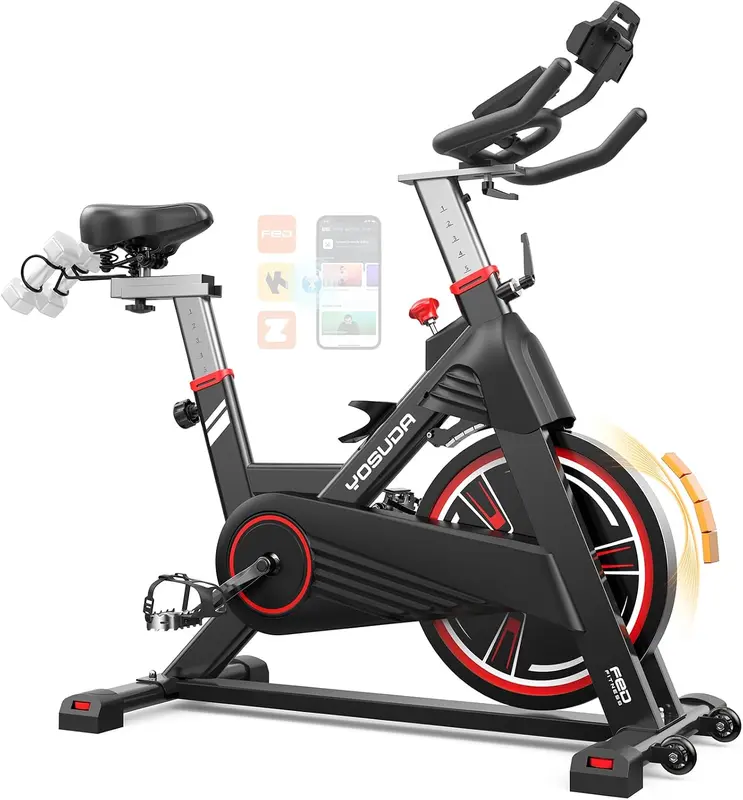 Pro Magnetic Indoor Cycling Bike L-010C (Red) — 350 lb Capacity, Silent Magnetic Belt Drive & Cushioned Seat