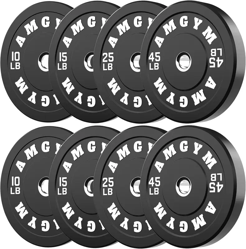 2" Olympic Bumper Plate Set — Barbell Weight Pack (2x10lb, 2x15lb, 2x25lb, 2x45lb) High-Density Virgin Rubber, Low-Bounce, Floor Protection