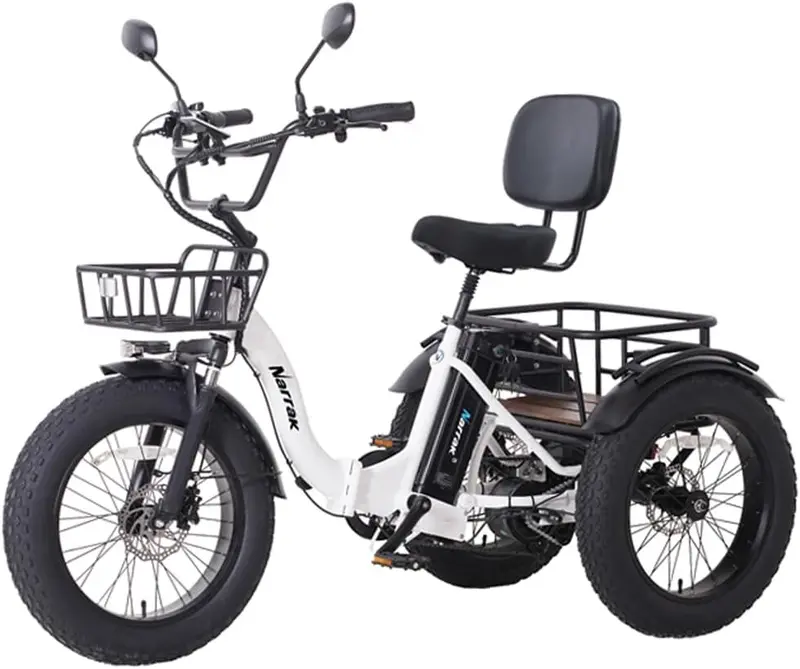 K Adult Electric Tricycle — 750W (Peak 1350W), 48V 13Ah Ebike, 20"x4" Aluminum Folding Fat-Tire 3-Wheel Trike, 20 MPH, Hydraulic Brakes, Rear Differential