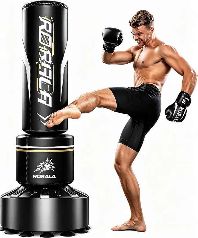 70-inch Freestanding Punching Bag with Stand — Upgraded Heavy Boxing Bag, 203 lb Fillable Base, Includes 12oz Gloves for Adults & Youth