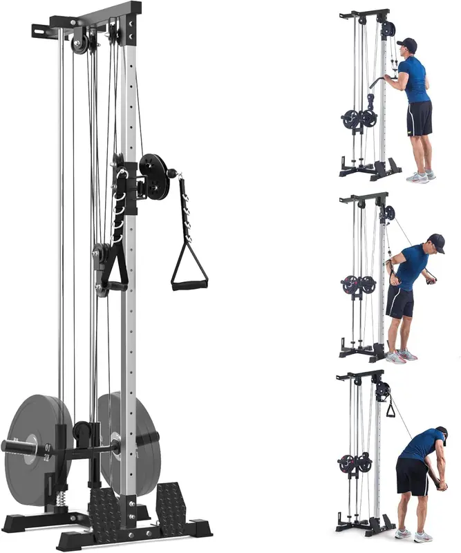 Wall-Mounted Lat Pulldown Cable Machine - Dual Pulley, 20 Height Adjustments, Compact Home Cable Trainer, 400-500 lb Capacity