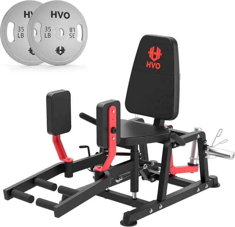 Hip Adduction & Abduction Machine - 6-Position Glute and Thigh Trainer with 360° Rotating Pad, Fits 1"/2" Olympic Plates, Includes 2x25 lb
