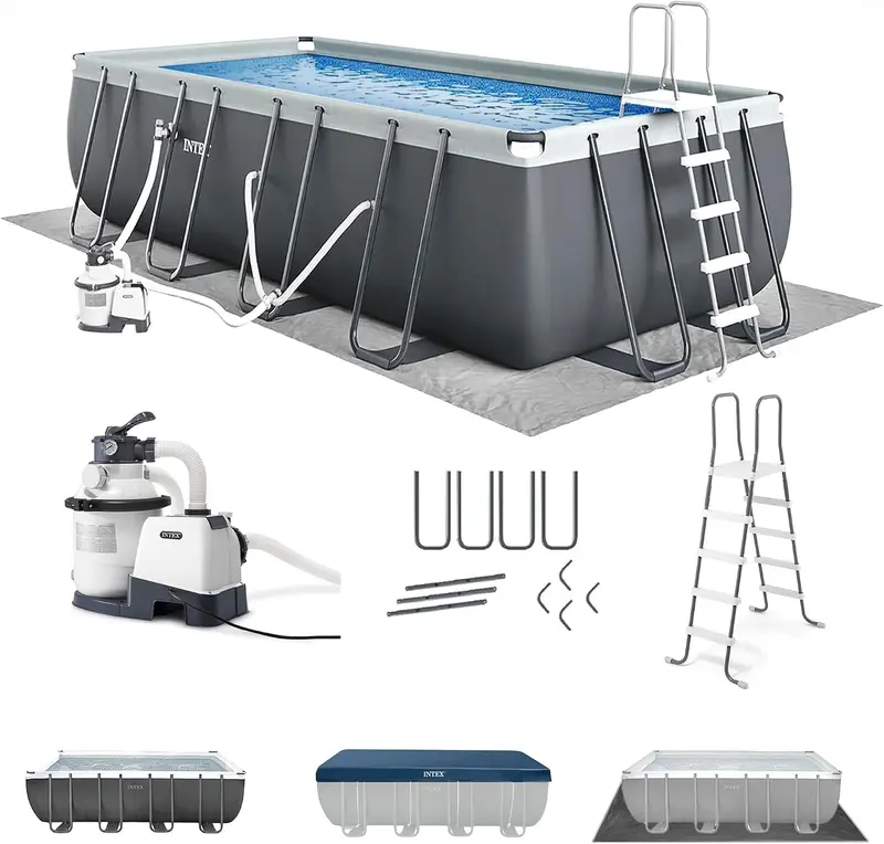 Ultra XTR 18 ft x 9 ft x 52 in Rectangular Above-Ground Pool Kit with Galvanized Steel Frame, 1,500 GPH Sand Filter Pump, Ladder, Cover & Ground Cloth