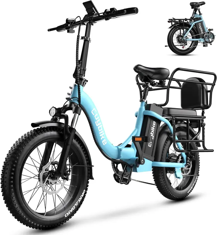 1000W Peak Folding Electric Bike — 48V 20Ah Removable Battery, Up to 80-Mile Range, 20" Fat-Tire Foldable E-Bike for Adults (Commute, Beach, Snow)