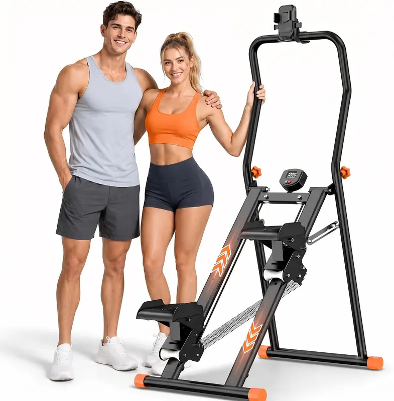 Home Stair Stepper 2.0 — Foldable Climber with 3-Level High-Tension Resistance, Height-Adjustable Handlebar, Wide Non-Slip Pedals & Full-Body Cardio